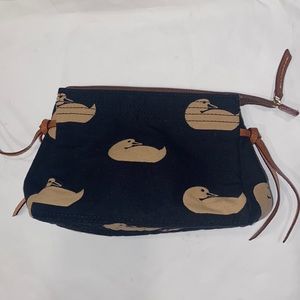 Dooney & Bourke Small Bag Vintage Cosmetic Clutch Make Up Bag Tan Ducks Small